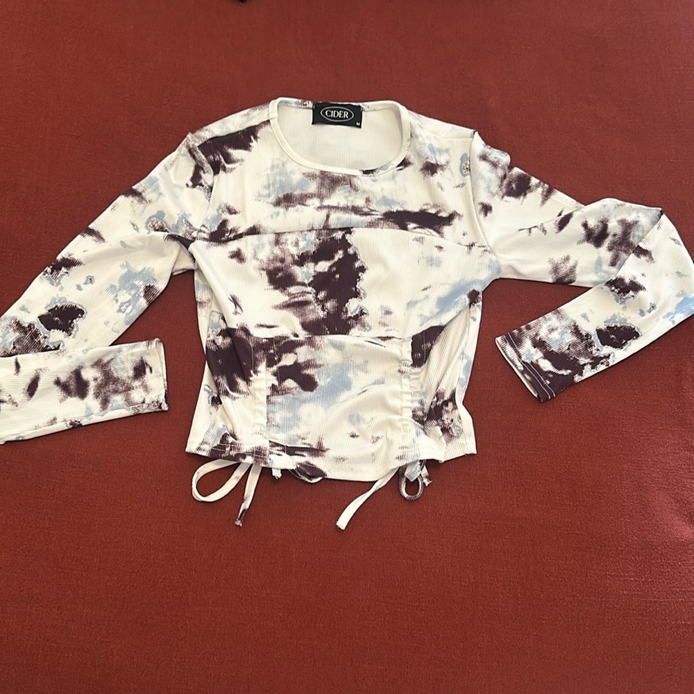 CIDER tie dye long sleeve crop top